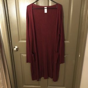 Long maroon cardigan